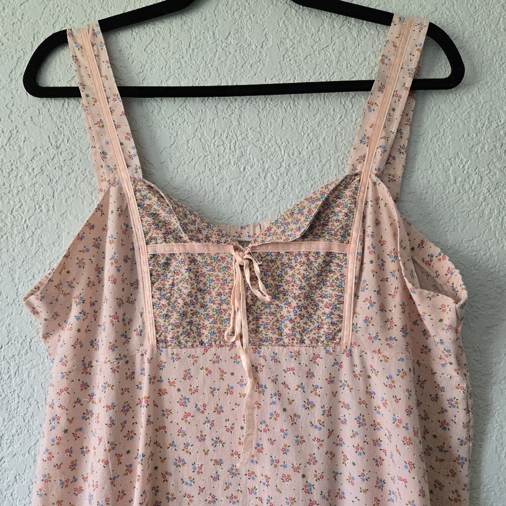 Vintage Gilead L Pink Cottagecore Floral Tiered Maxi Dress Pockets Square Neck - Picture 5 of 7